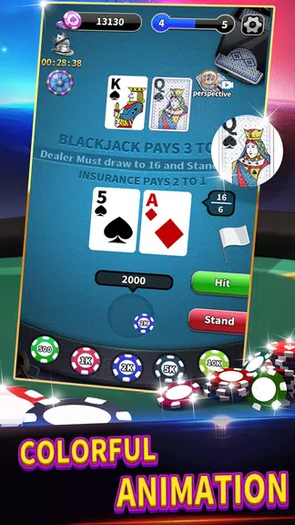 BlackJack 21 lite offline game Tangkapan skrin 1
