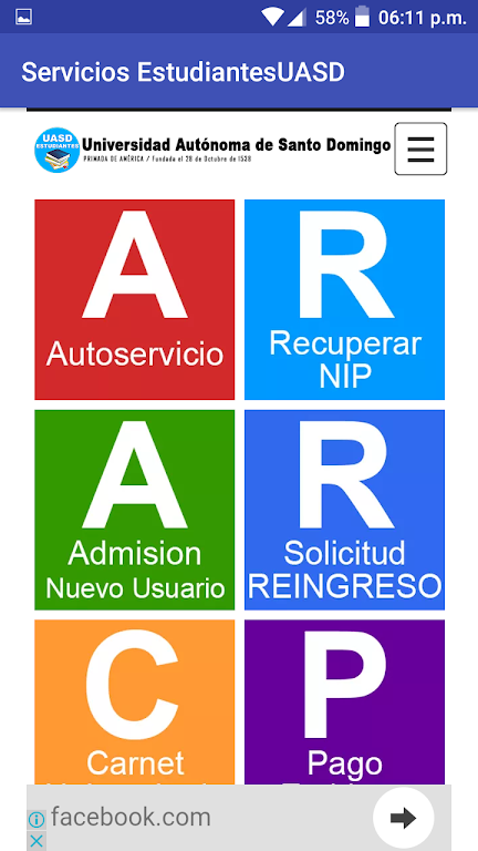 Schermata Autoservicio UASD 0