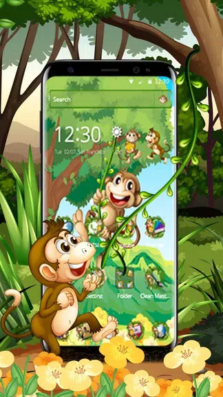 The Cute Cartoon Monkey Theme Tangkapan skrin 2