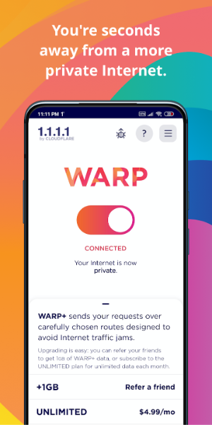 1.1.1.1 + WARP: Safer Internet スクリーンショット 1