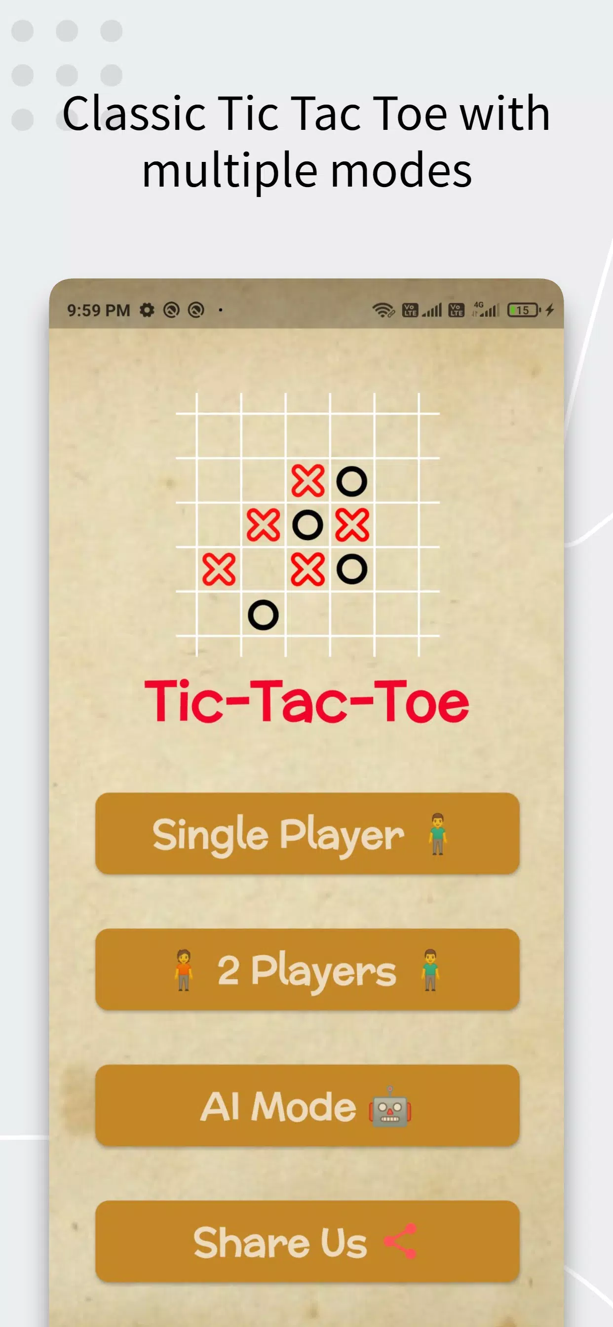 Tic Tac Toe AI Game ภาพหน้าจอ 0